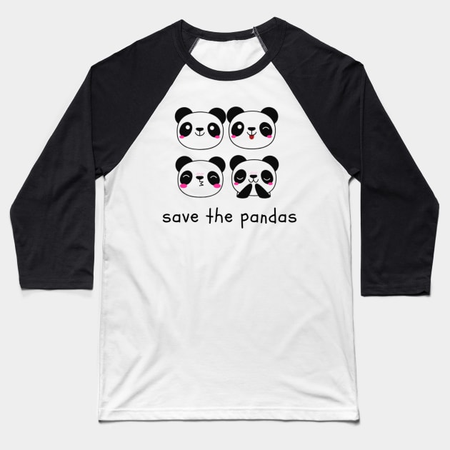 Save the Pandas Baseball T-Shirt by NoColorDesigns